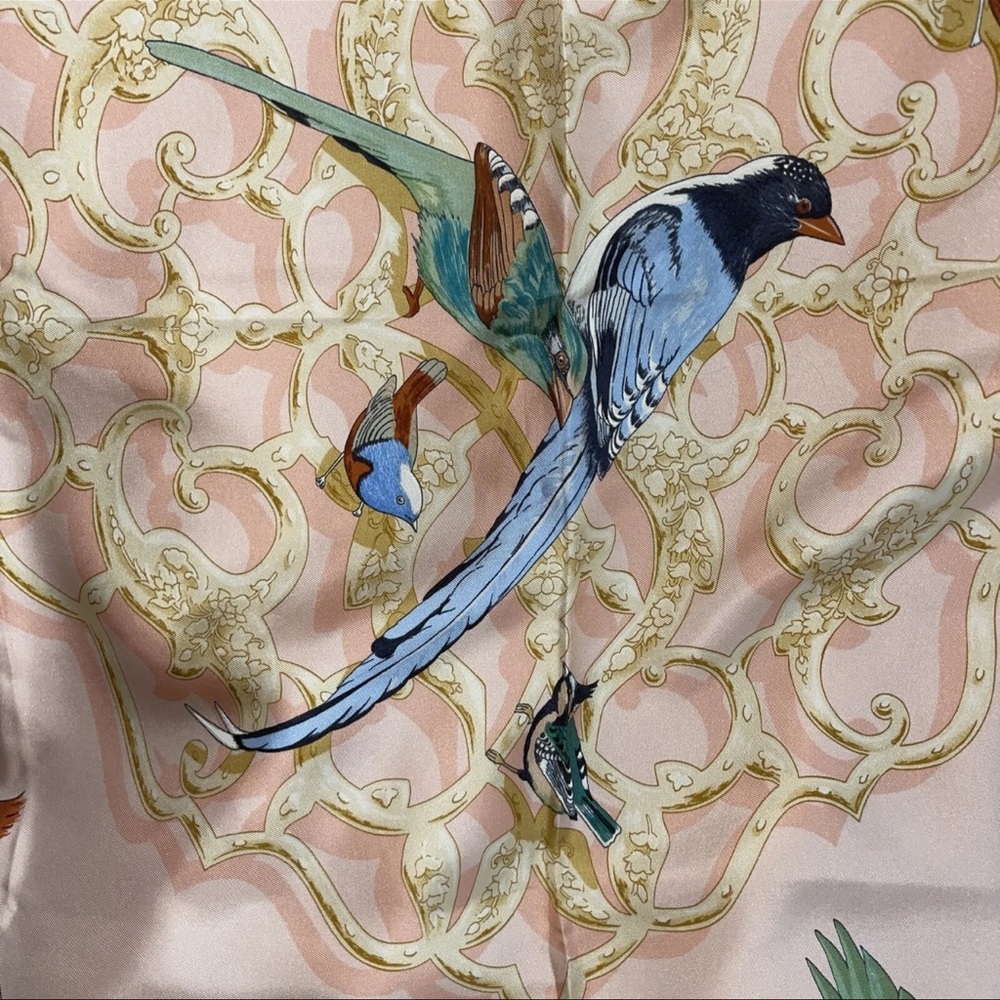 HERMES Scarf Carre 90 "Oiseaux de L' Inde et de L' Himalaya" 100% Silk Vintage - Picture 7 of 9
